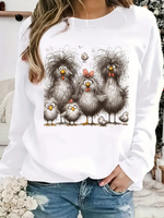 Casual Long Sleeve Crew Neck Animal Loose Regular Sweatshirt