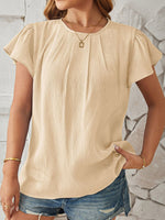 Casual Short Sleeve Crew Neck Plain Loose Regular Blouse