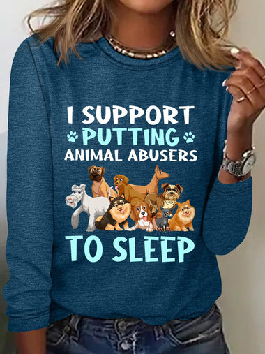 Casual Long Sleeve Crew Neck Cartoon Loose Regular Blouse