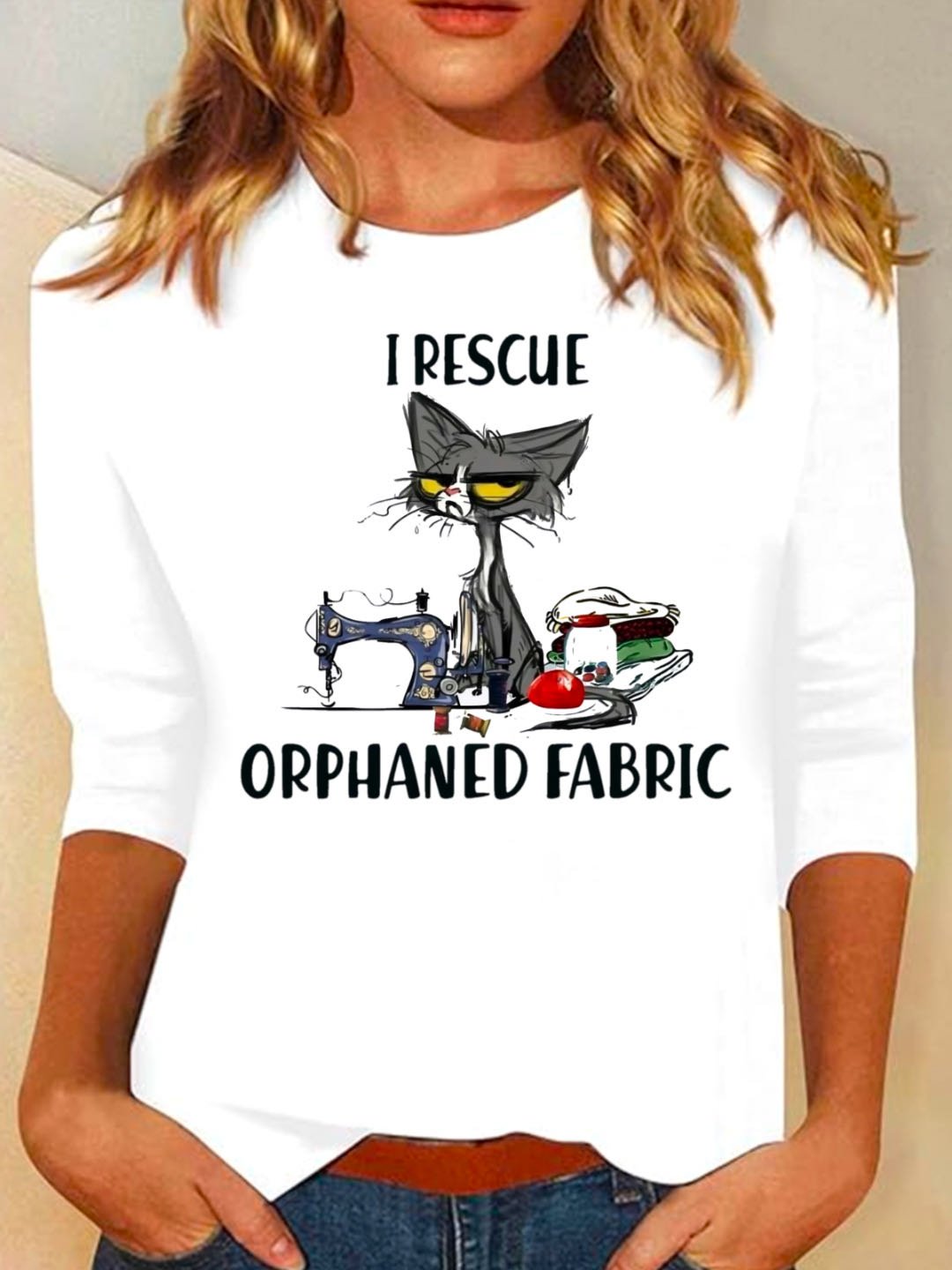 Casual Long Sleeve Crew Neck Letter Pattern Loose Regular T-Shirt