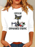 Casual Long Sleeve Crew Neck Letter Pattern Loose Regular T-Shirt
