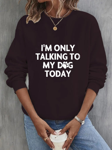 Casual Long Sleeve Crew Neck Text Letters Loose Regular Sweatshirt