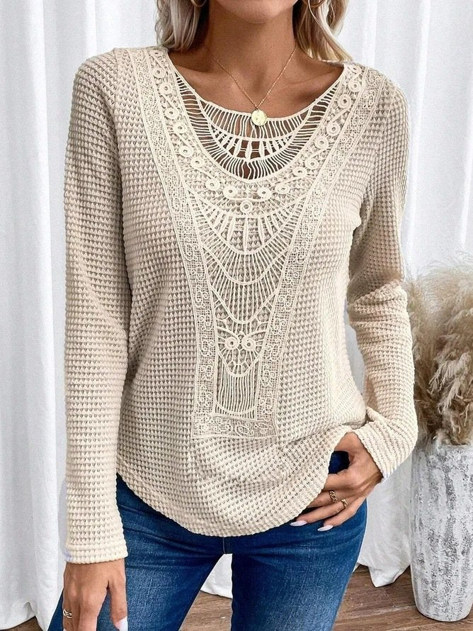 Loose Long Sleeve Geometric Casual Regular Blouse