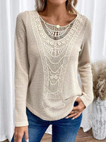 Loose Long Sleeve Geometric Casual Regular Blouse