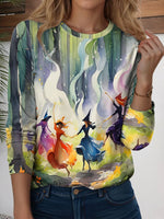 Casual Long Sleeve Crew Neck Halloween Loose Regular T-Shirt