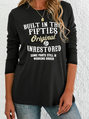 Casual Long Sleeve Crew Neck Letter Regular T-Shirt