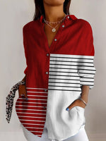 Casual Long Sleeve Shirt Collar Geometric Regular Shirt