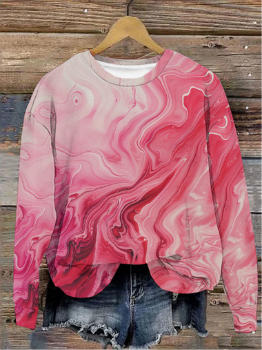Casual Long Sleeve Crew Neck Abstract Loose Regular Sweatshirt