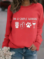 Casual Long Sleeve Crew Neck Text Letters Loose Regular Sweatshirt