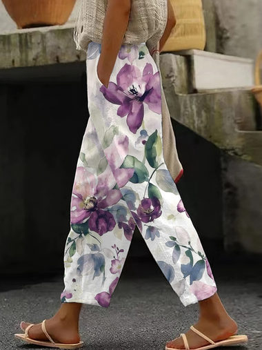 Casual Floral Loose Long Pants
