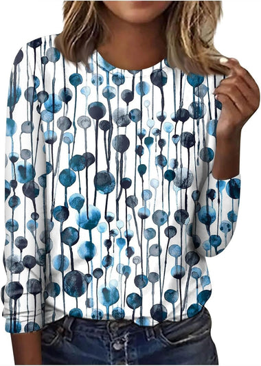 Long Sleeve Crew Neck Floral Casual Regular Blouse