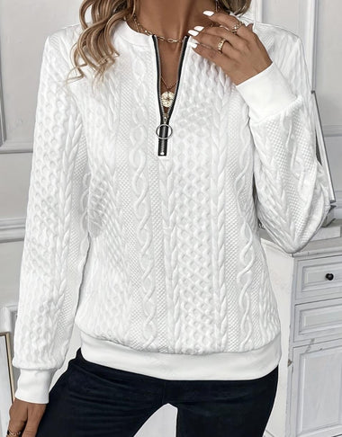 Casual Long Sleeve Hoodie Plain Zipper Loose Regular Sweatshirt