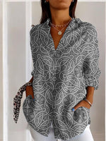 Long Sleeve Shirt Collar Geometric Casual Regular Shirt