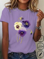 Casual Short Sleeve Crew Neck Floral Loose Regular T-Shirt