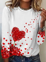 Casual Long Sleeve Crew Neck Floral Loose Regular T-Shirt