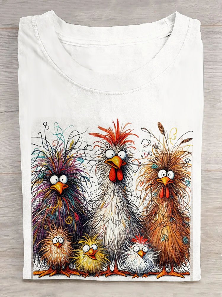 Loose Short Sleeve Crew Neck Animal Casual Regular T-Shirt