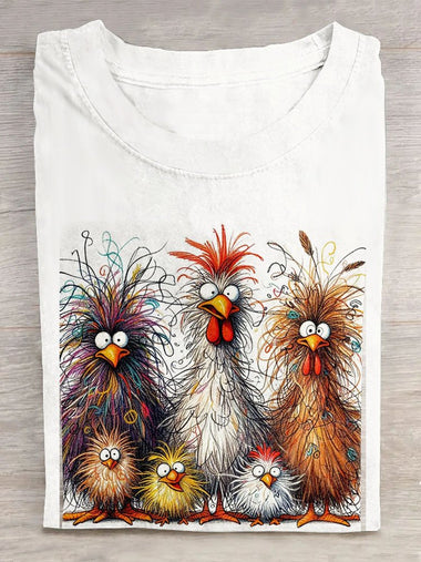 Loose Short Sleeve Crew Neck Animal Casual Regular T-Shirt