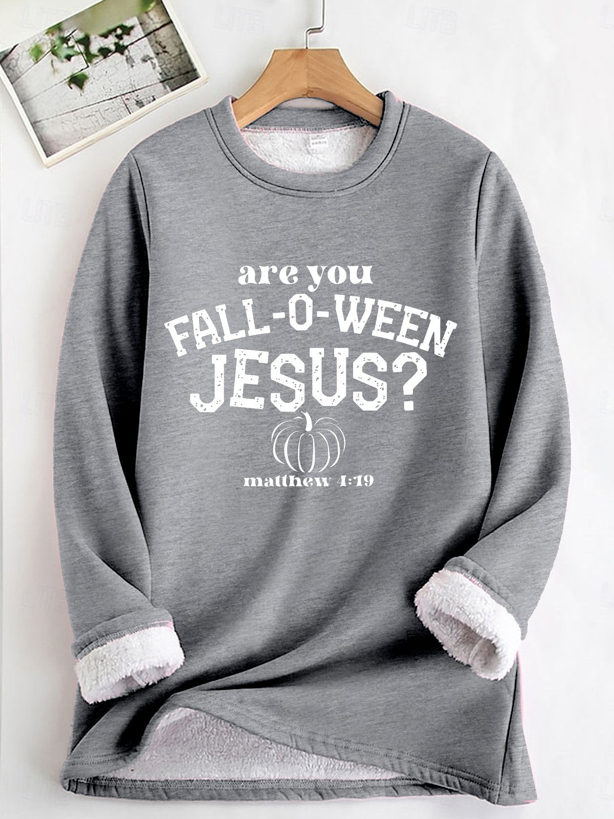 Loose Long Sleeve Crew Neck Jesus Copy Casual Regular Sweatshirt