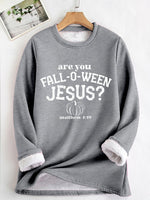 Loose Long Sleeve Crew Neck Jesus Copy Casual Regular Sweatshirt