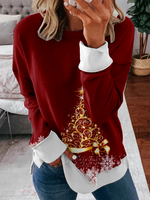 Casual Long Sleeve Crew Neck Christmas Zipper Loose Regular Sweatshirt