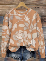 Casual Long Sleeve Crew Neck Floral Loose Regular Sweatshirt