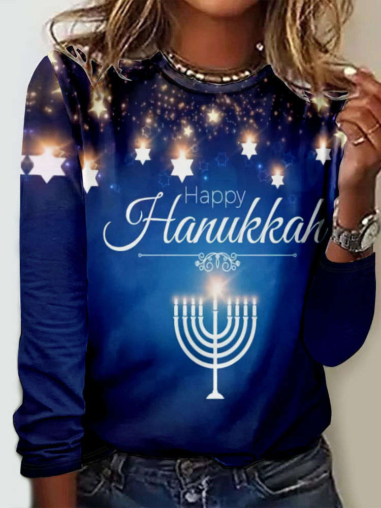 Casual Long Sleeve Crew Neck Animal Loose Regular T-Shirt