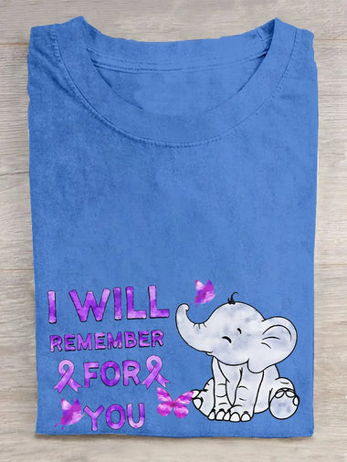 Loose Short Sleeve Crew Neck Elephant Casual Regular T-Shirt
