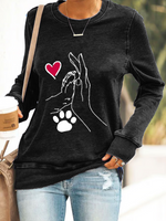 Casual Long Sleeve Crew Neck Animal Loose Regular Sweatshirt