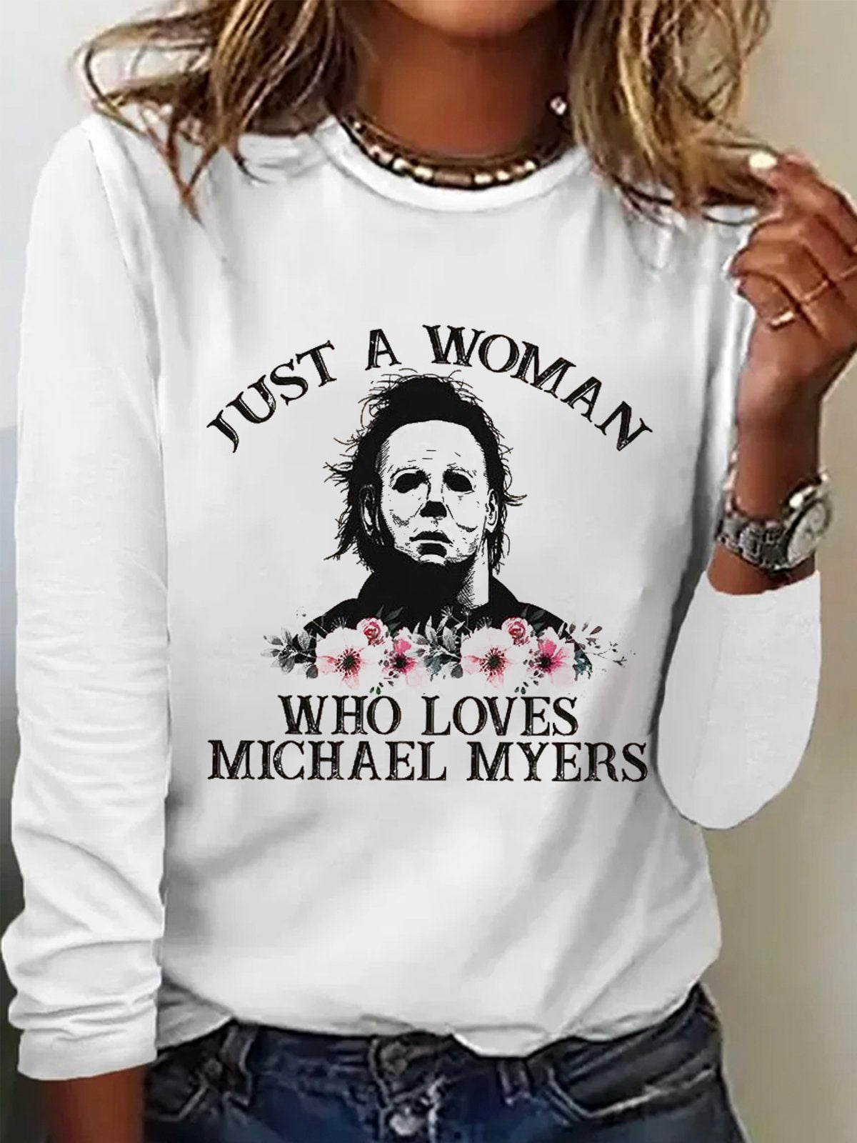 Long Sleeve Crew Neck Letter Pattern Casual Regular T-Shirt