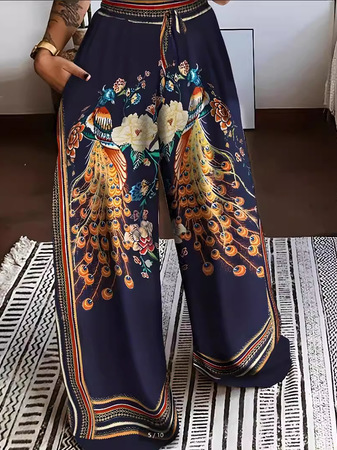 Casual Bird Loose Long Pants