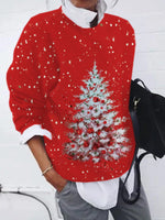 Loose Long Sleeve Crew Neck Christmas Zipper Casual Regular Sweatshirt