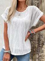 Casual Short Sleeve Crew Neck Plain Regular Blouse