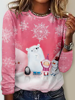 Casual Long Sleeve Crew Neck Ethnic Loose Regular T-Shirt