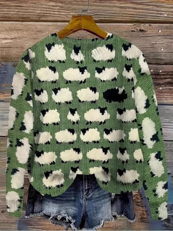 Loose Long Sleeve Crew Neck Animal Casual Regular Sweatshirt