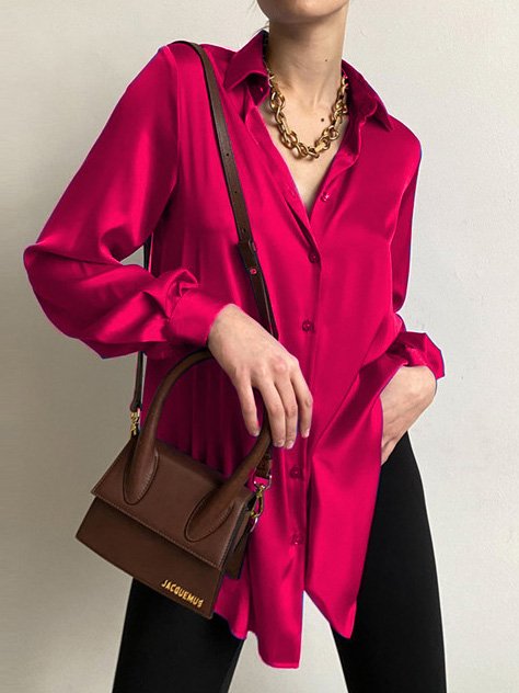Long Sleeve Shirt Collar Plain Casual Regular Shirt