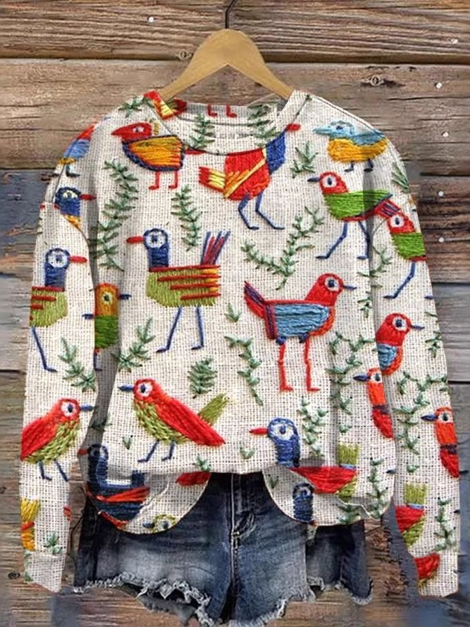 Casual Long Sleeve Crew Neck Animal Loose Regular Sweatshirt