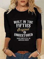 Casual Long Sleeve Crew Neck Letter Regular T-Shirt