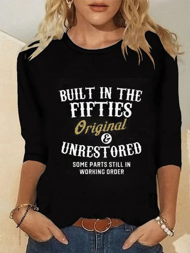 Casual Long Sleeve Crew Neck Letter Regular T-Shirt
