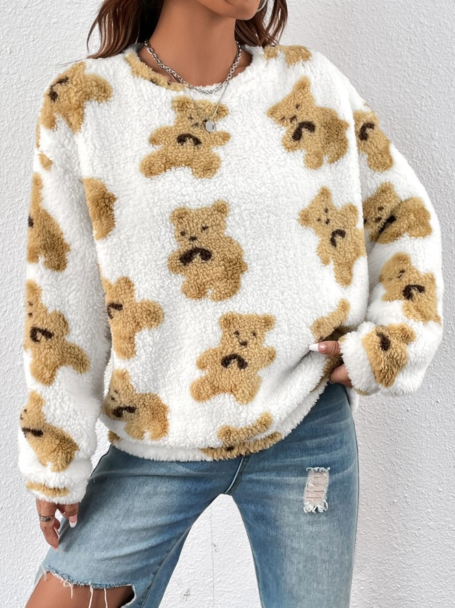 Loose Long Sleeve Crew Neck Animal Casual Regular Sweatshirt