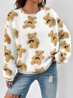 Loose Long Sleeve Crew Neck Animal Casual Regular Sweatshirt