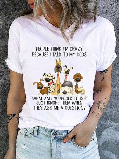 Casual Short Sleeve Crew Neck Animal Regular T-Shirt