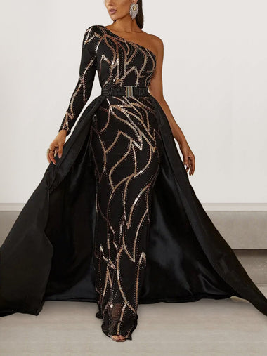 Sexy Long Sleeve Crew Neck Plain Tight Maxi Dress