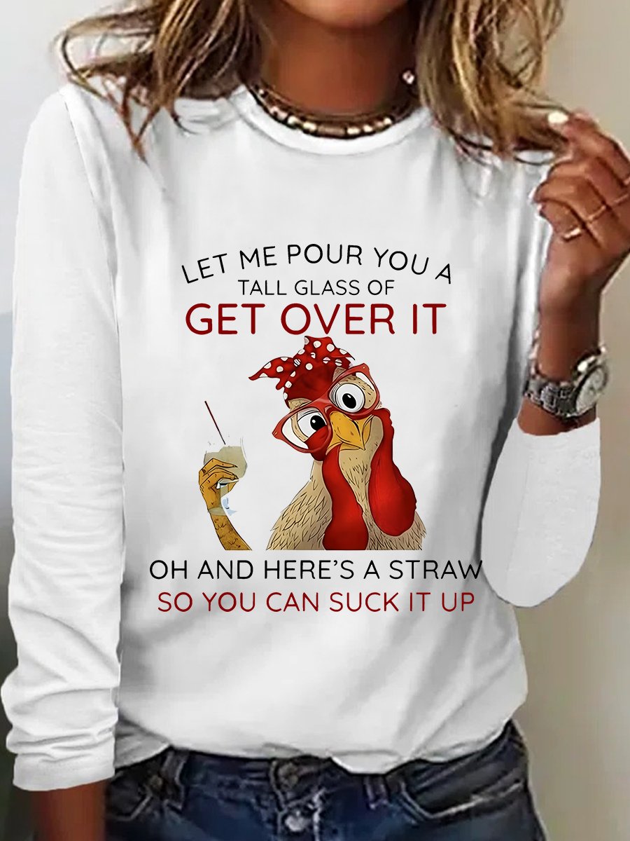 Loose Long Sleeve Crew Neck Animal Casual Regular Blouse