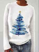 Long Sleeve Crew Neck Animal Casual Regular Sweater