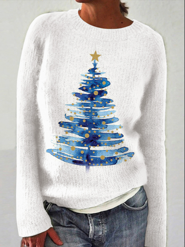 Long Sleeve Crew Neck Animal Casual Regular Sweater