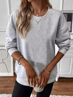 Casual Long Sleeve Crew Neck Plain Regular Sweatshirt