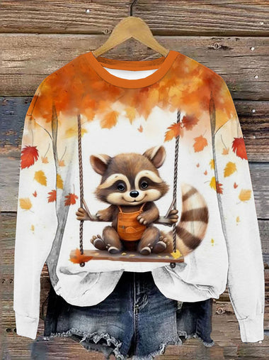Casual Long Sleeve Crew Neck Animal Loose Regular Sweatshirt