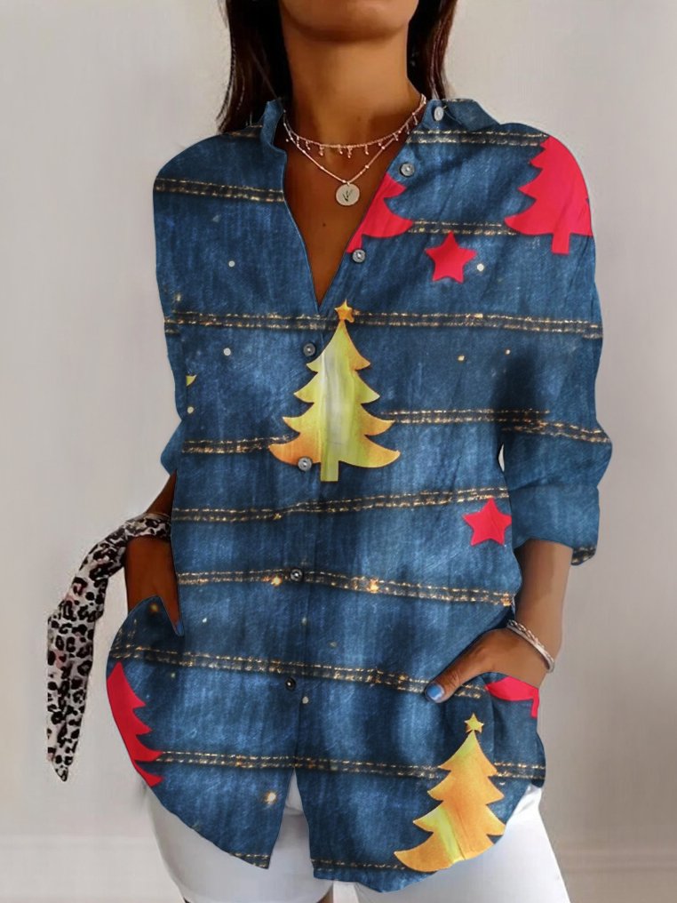 Long Sleeve Shirt Collar Geometric Casual Regular Shirt