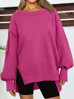 Loose Long Sleeve Crew Neck Plain Casual Regular Sweatshirt