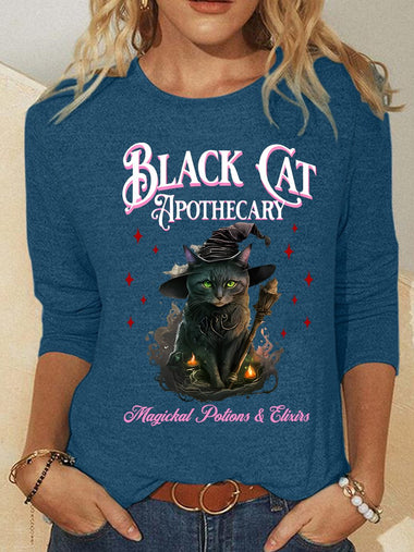 Loose Long Sleeve Crew Neck Halloween Casual Regular Blouse
